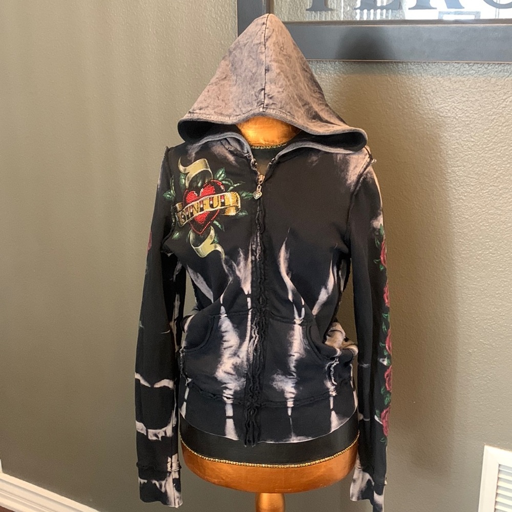Sinful by affliction, zip up hoodie with gems